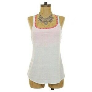 Zella Nordstrom Eclipse Stability Tank Top S Orange Green Built In Bra NEW  B36